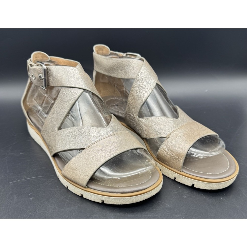 Sofft Mirabelle II Womens Size 9 Taupe Leather Strappy Ankle Strap Sandals Flat